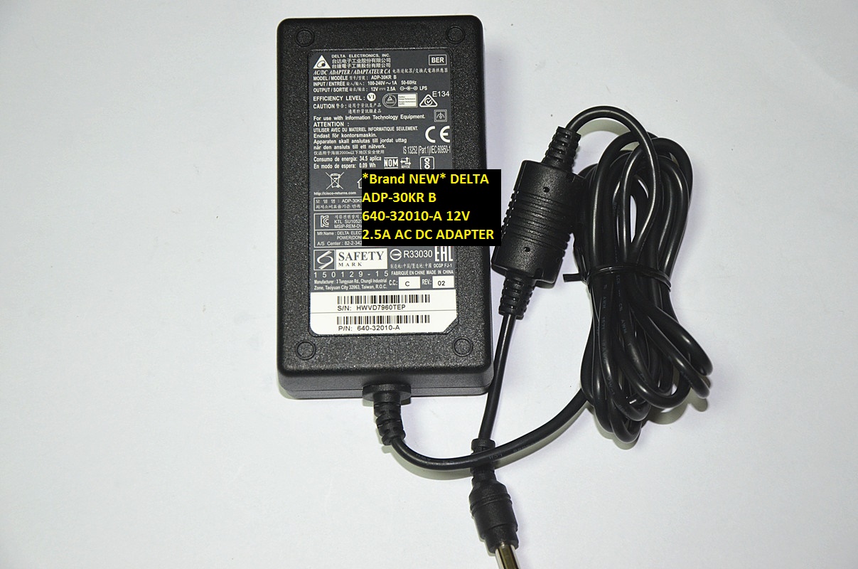 *Brand NEW* DELTA ADP-30KR B 640-32010-A 12V 2.5A AC DC ADAPTER POWER SUPPLY